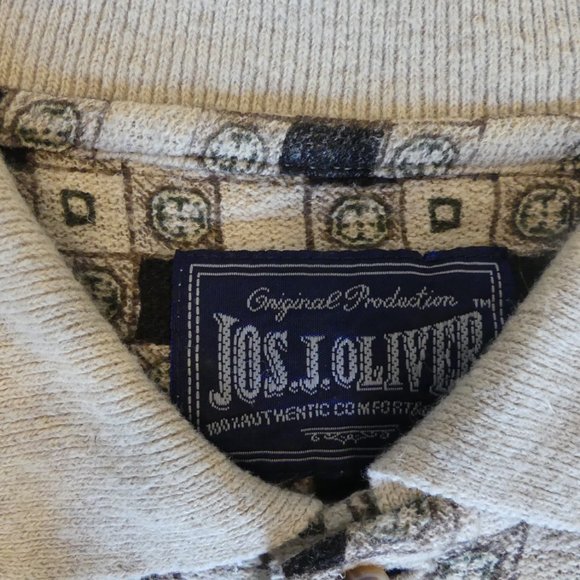 Jos J Oliver Vintage Checkered Beige XLarge Polo - Picture 2 of 3